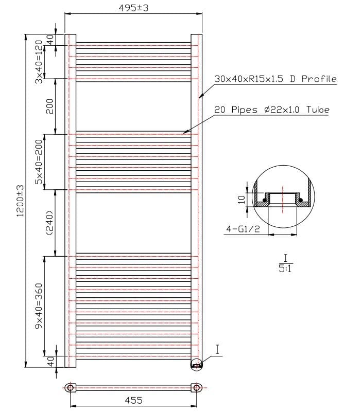 Aquarius Bathrooms Ladder Rail Aquarius Noir High Output Ladder Towel Rail Matt Black