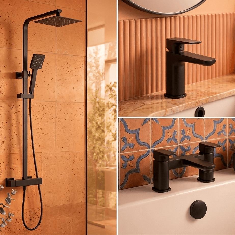 Aquarius Hydro Complete Shower Brassware Pack with Basin Mixer, Bath Mixer & Round Exposed Shower