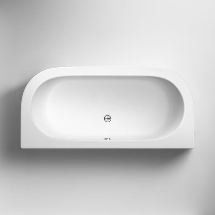 Aquarius Bathrooms Back To Wall Freestanding Bath Aquarius Lunar Curved Back to Wall Bath with Panel - 1700 x 750mm