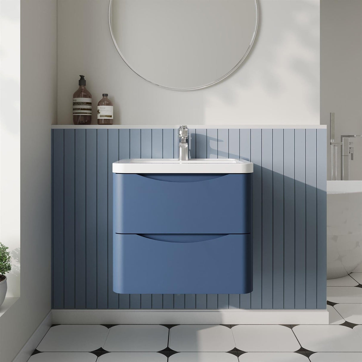Aquarius Bathrooms Wall Mounted Vanity Unit Aquarius Seren 600mm Wall Mounted Two Drawer Vanity Unit with Basin