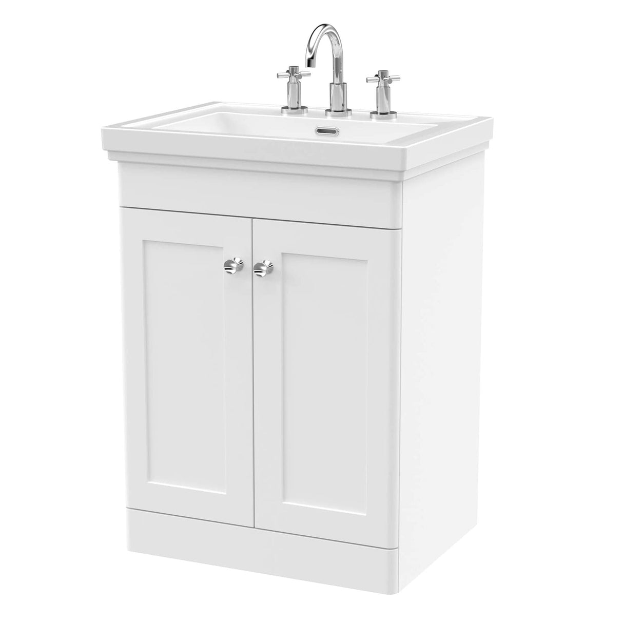 Aquarius Bathrooms Floor Standing Vanity Unit White / 3 Aquarius Leighton 500mm Floor Standing Two Door Vanity Unit with Basin