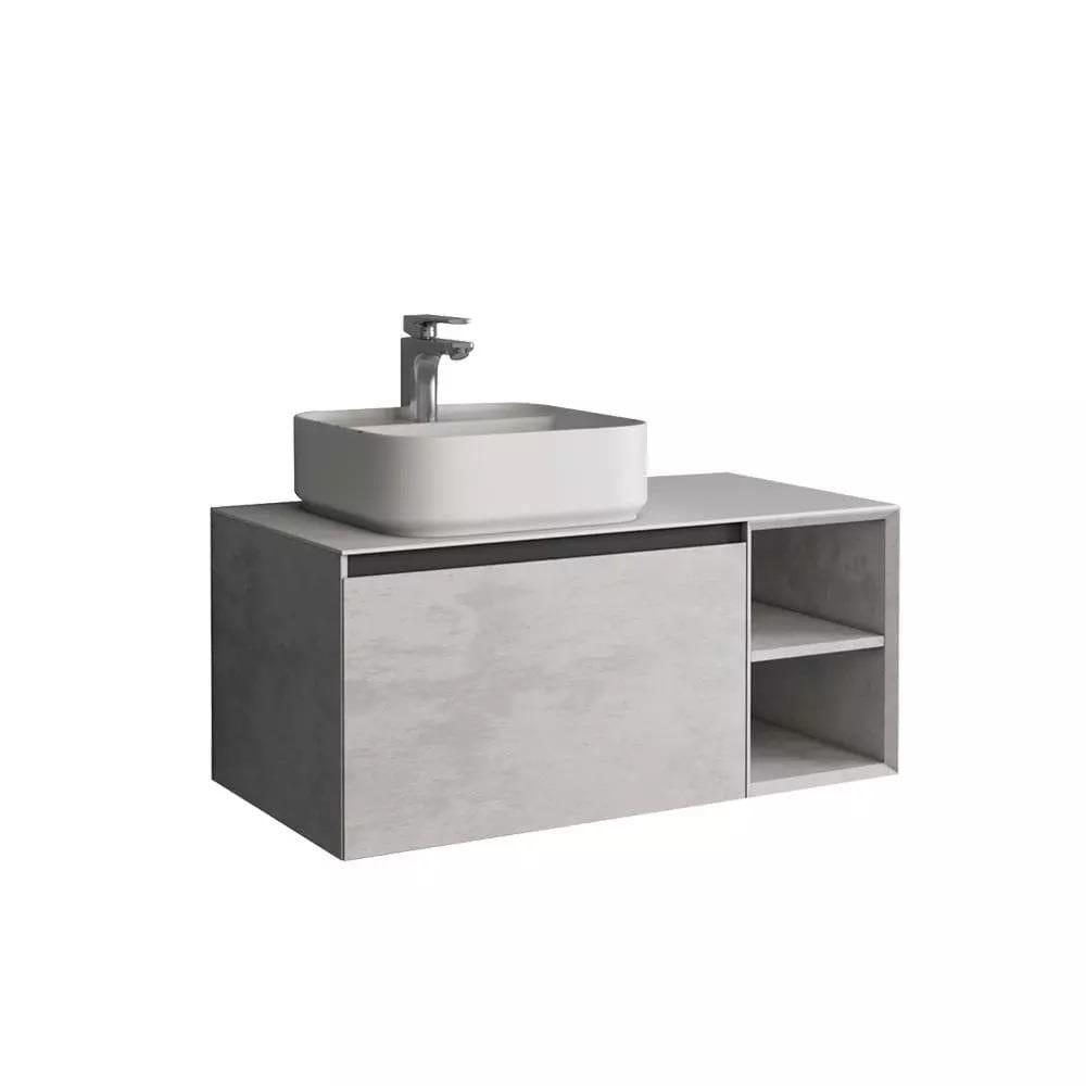 Aquarius Wall Mounted Unit Natural Stone / Solid White Aquarius JF-Series 900mm Single Drawer Vanity Unit with Countertop