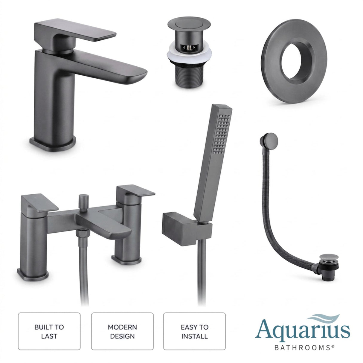 Aquarius Hydro Complete Bath Brassware Pack with Basin Mixer, Bath and Shower Mixer