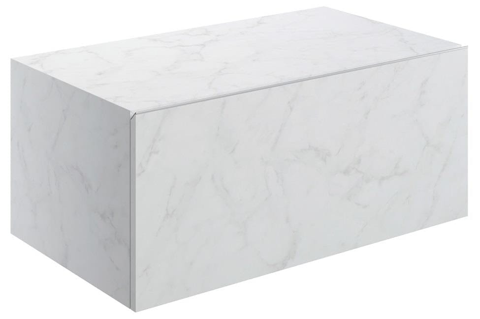 Aquarius Console Unit 800mm Aquarius Marblesque One Drawer Storage Unit White Marble Effect