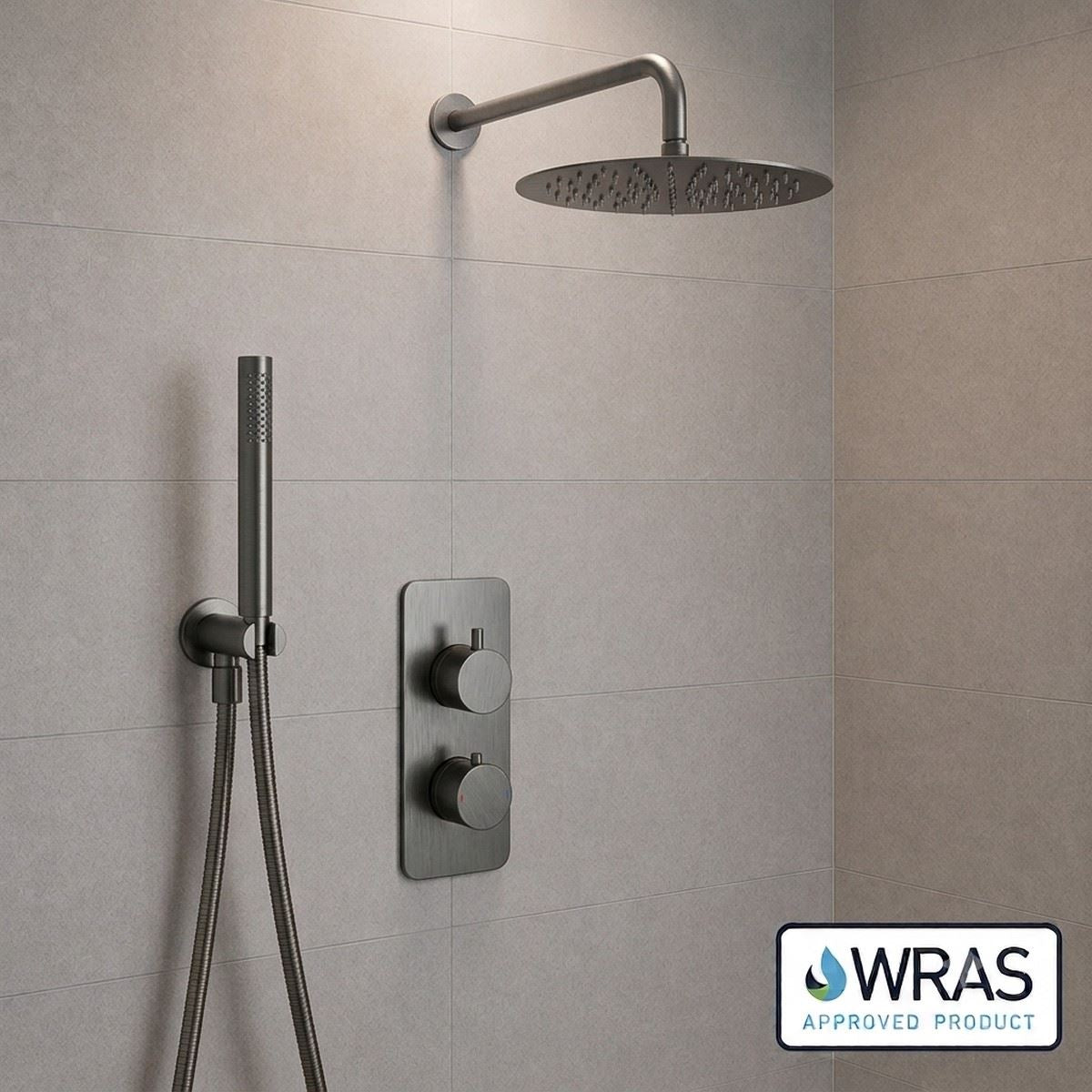 Aquarius RainLux 2 Outlet Thermostatic Shower Set with Shower Head and Single Function Handset