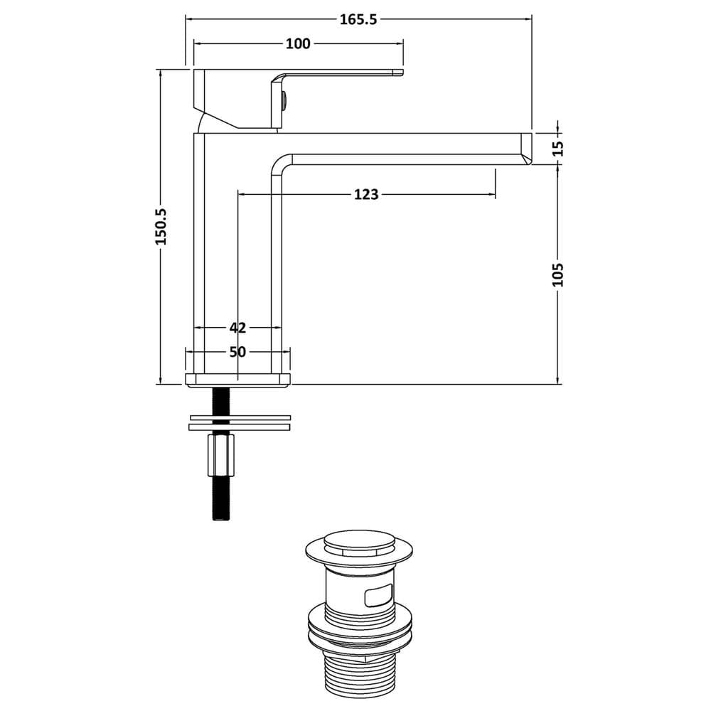 Aquarius Combination Toilet and Sink Aquarius Brisbane 1100m Vanity and WC Unit Combination with BTW toilet and Black Fittings