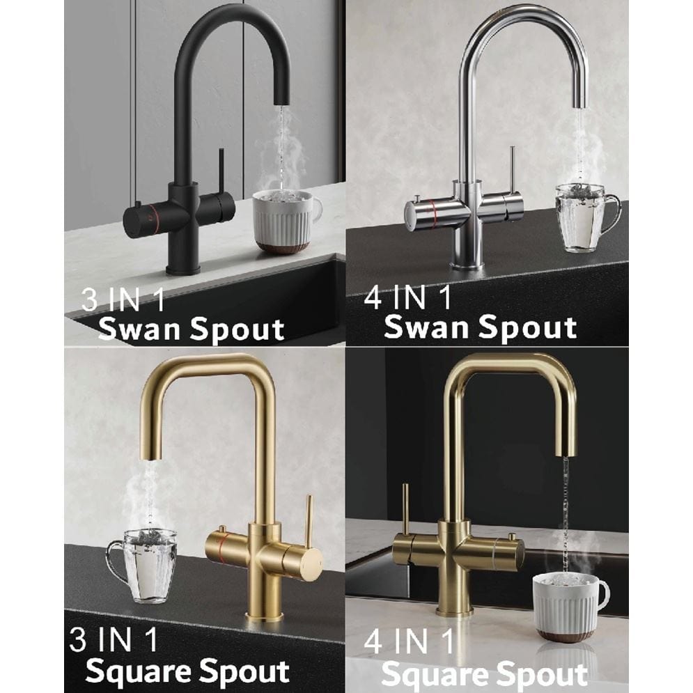 Aquarius Bathrooms Instant Hot Water Tap Aquarius TrueCook 4-in-1 Instant Hot Water Kitchen Tap with Swan Spout