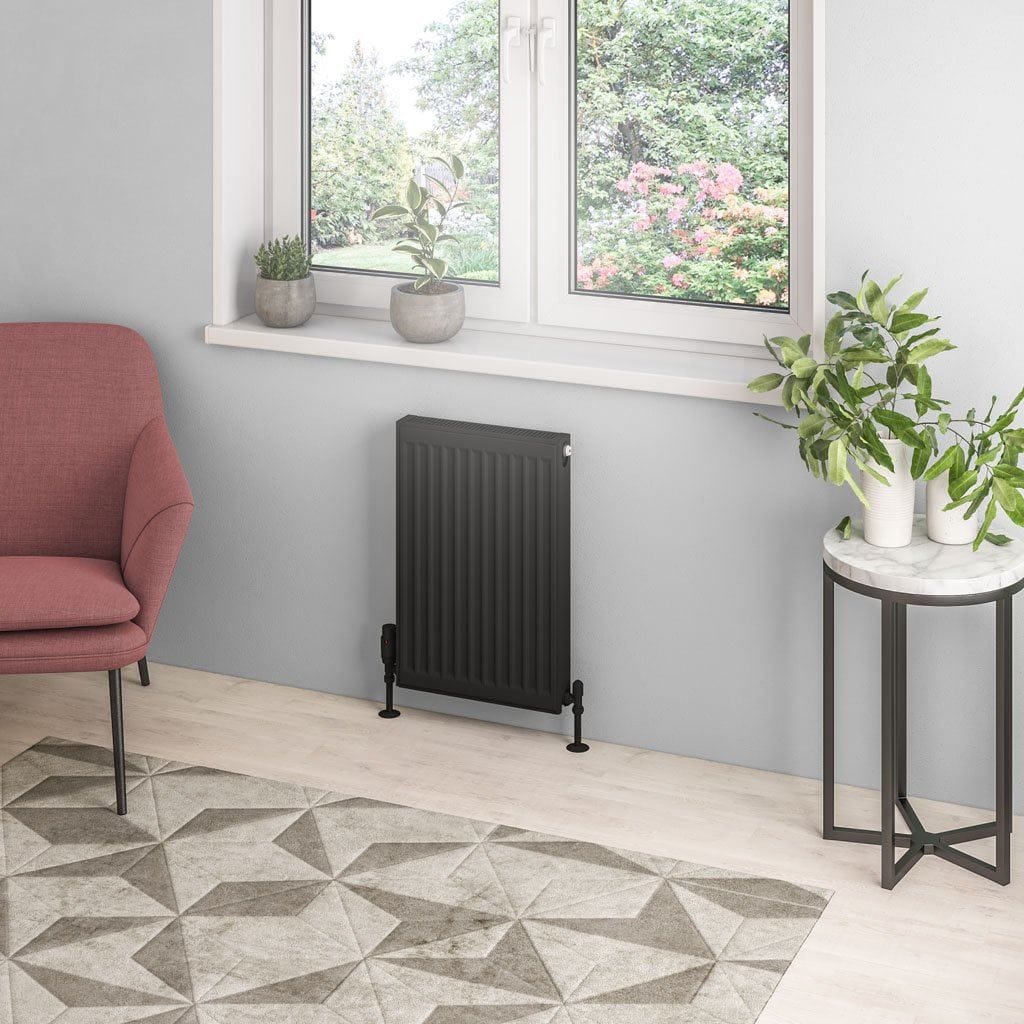 Aquarius Bathrooms Type 21 600 x 400 Aquarius Type 21 Compact Panel Radiator In Matt Black