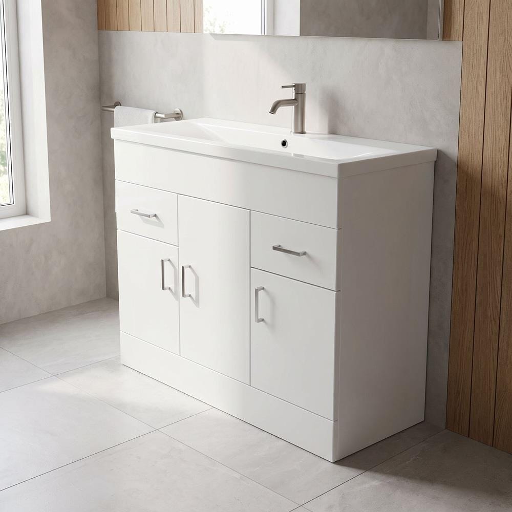 Aquarius Floor Standing Vanity Unit Aquarius Adelaide Floor Standing Vanity Unit with 1 Tap Hole Ceramic Basin