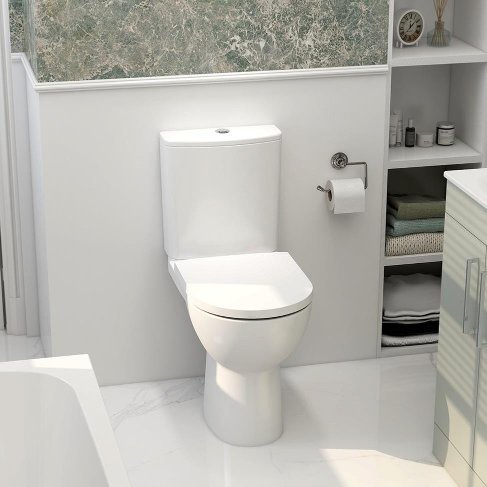 Aquarius Bathrooms Close Coupled Toilet Aquarius Ricardo Rimless Short Projection Comfort Height C/C Complete Set AQRC10176CPS