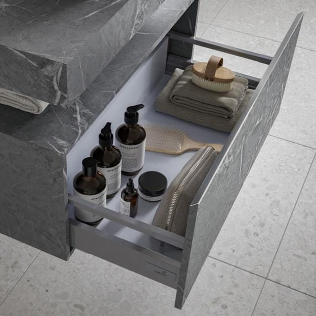 Aquarius Console Unit Aquarius Marblesque One Drawer Storage Unit and Console Shelf Grey Marble Effect