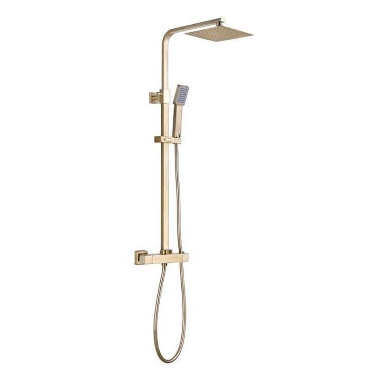 Aquarius Bathrooms Shower Set Brushed Brass Aquarius Zacha Square Adjustable Shower Valve & Kit