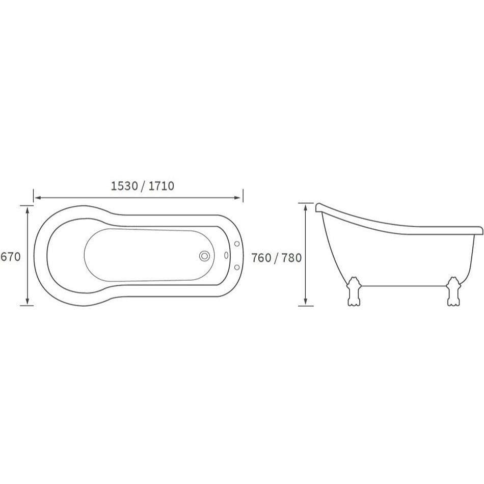Aquarius Bathrooms Roll Top and Slipper Freestanding Bath Aquarius Timeless Freestanding Slipper Bath with Chrome Lions Paw Feet