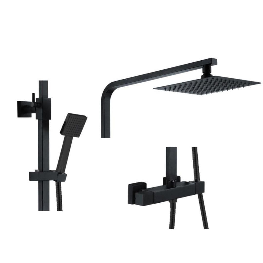 Aquarius Bathrooms Bar Shower Kit Aquarius RainLux Eco Square Adjustable Exposed Bar Shower System