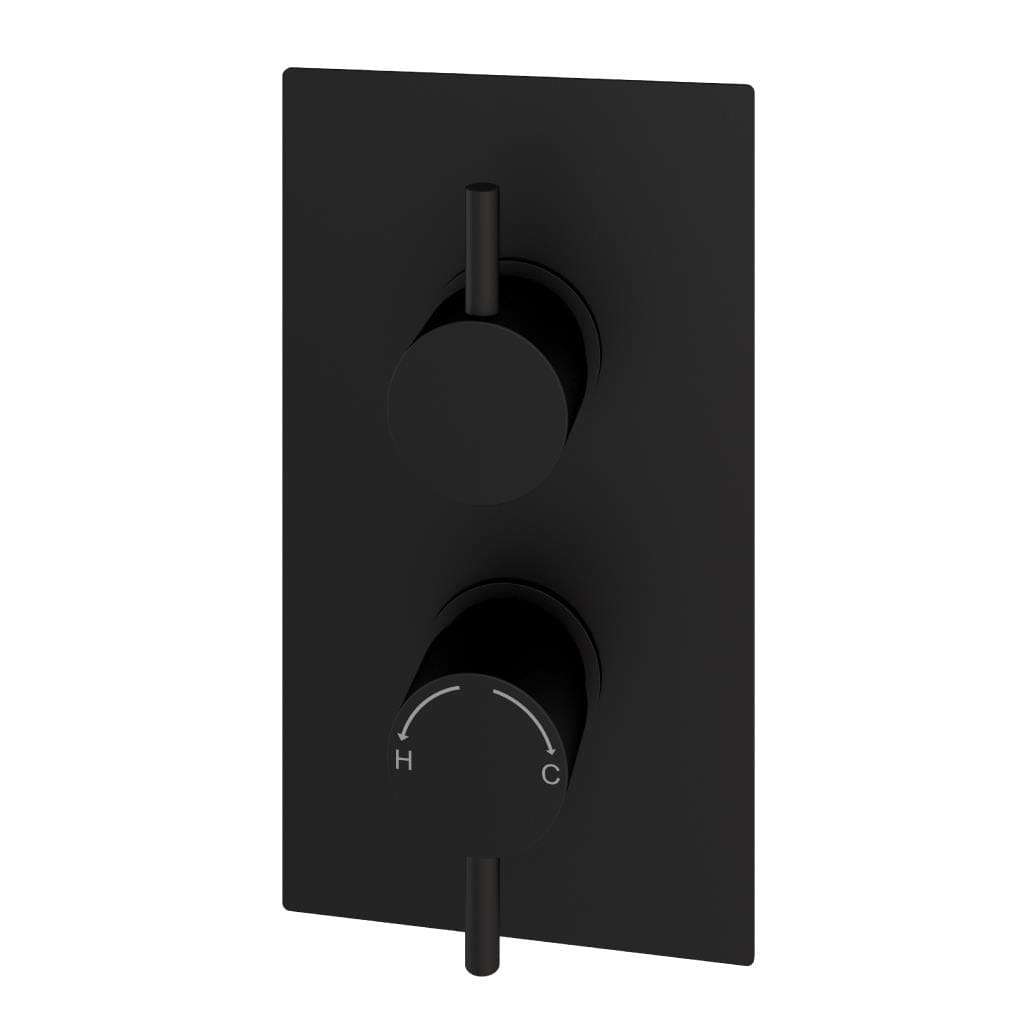 Aquarius Bathrooms Concealed Shower Valve Matt Black Aquarius Modern Round Thermostatic Two Way Concealed Shower Valve