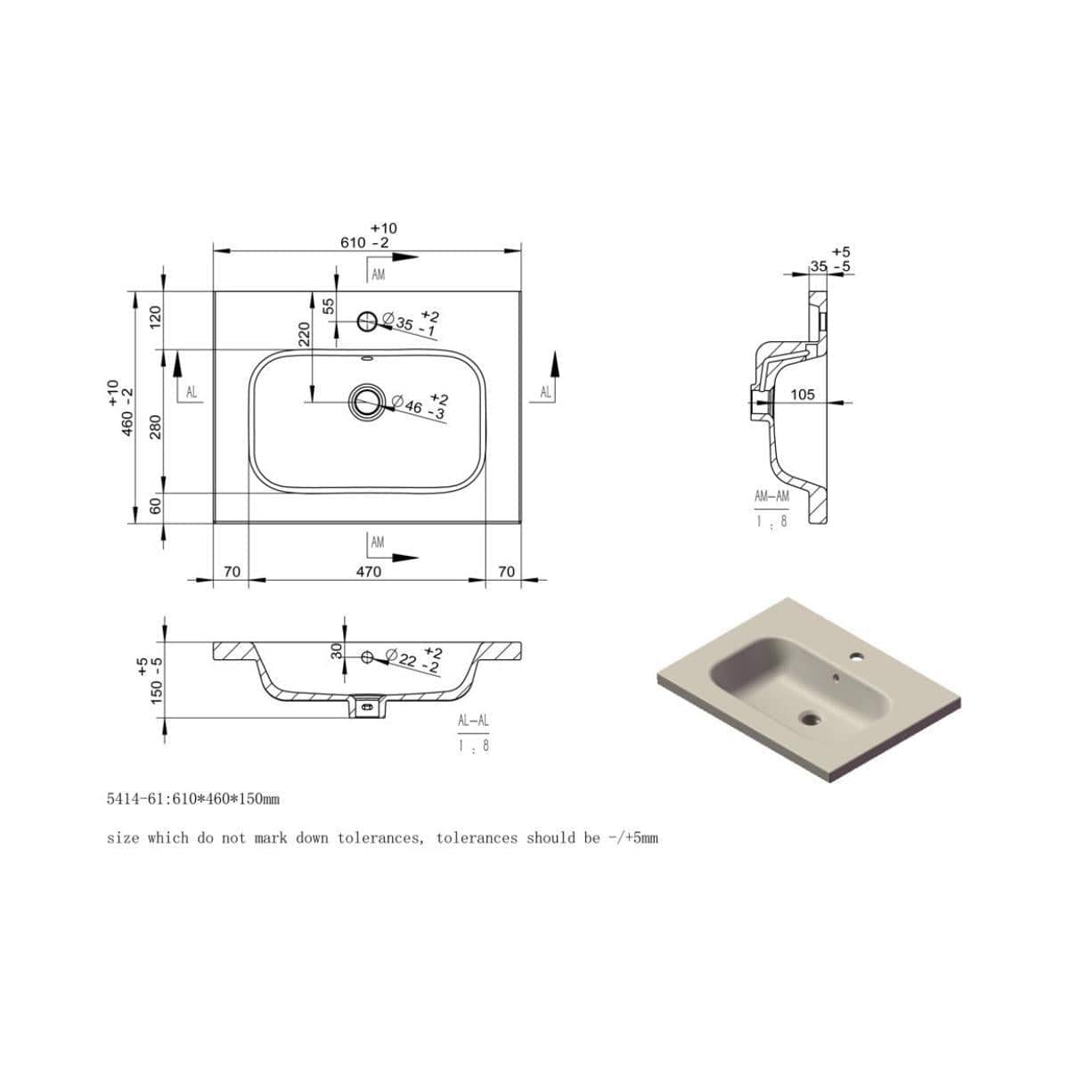 Aquarius Bathrooms Wall Mounted Vanity Unit Aquarius Contour 615mm Wall Mounted One Drawer Vanity Unit with Basin