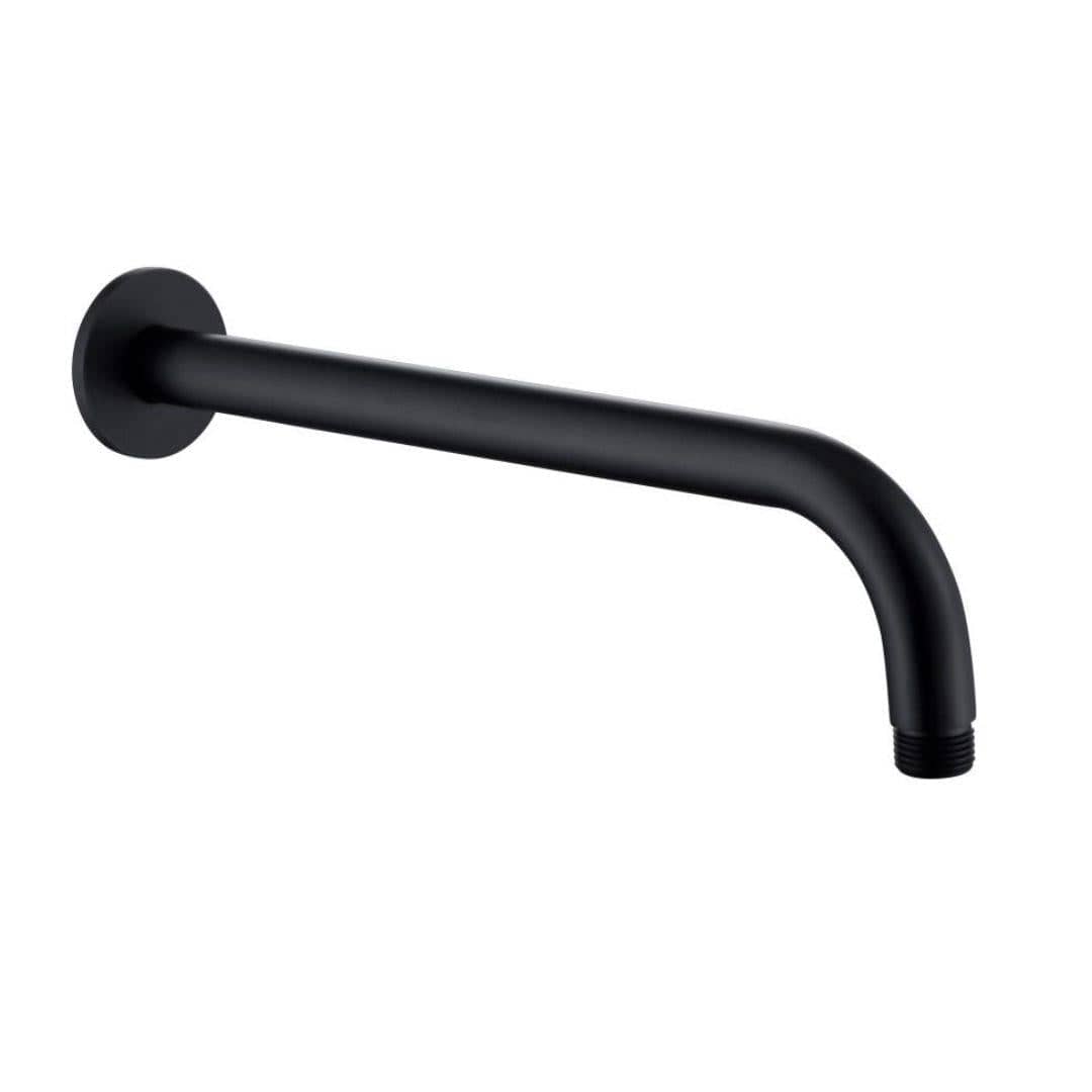 Aquarius Bathrooms Fixed Shower Arm Matt Black Aquarius RainLux Round Wall Shower Arm