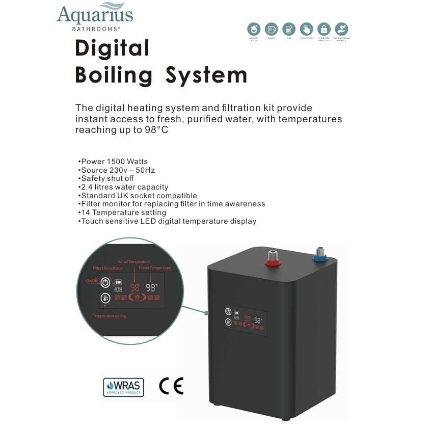 Aquarius Bathrooms Instant Hot Water Tap Aquarius TrueCook 4-in-1 Instant Hot Water Kitchen Tap with Swan Spout