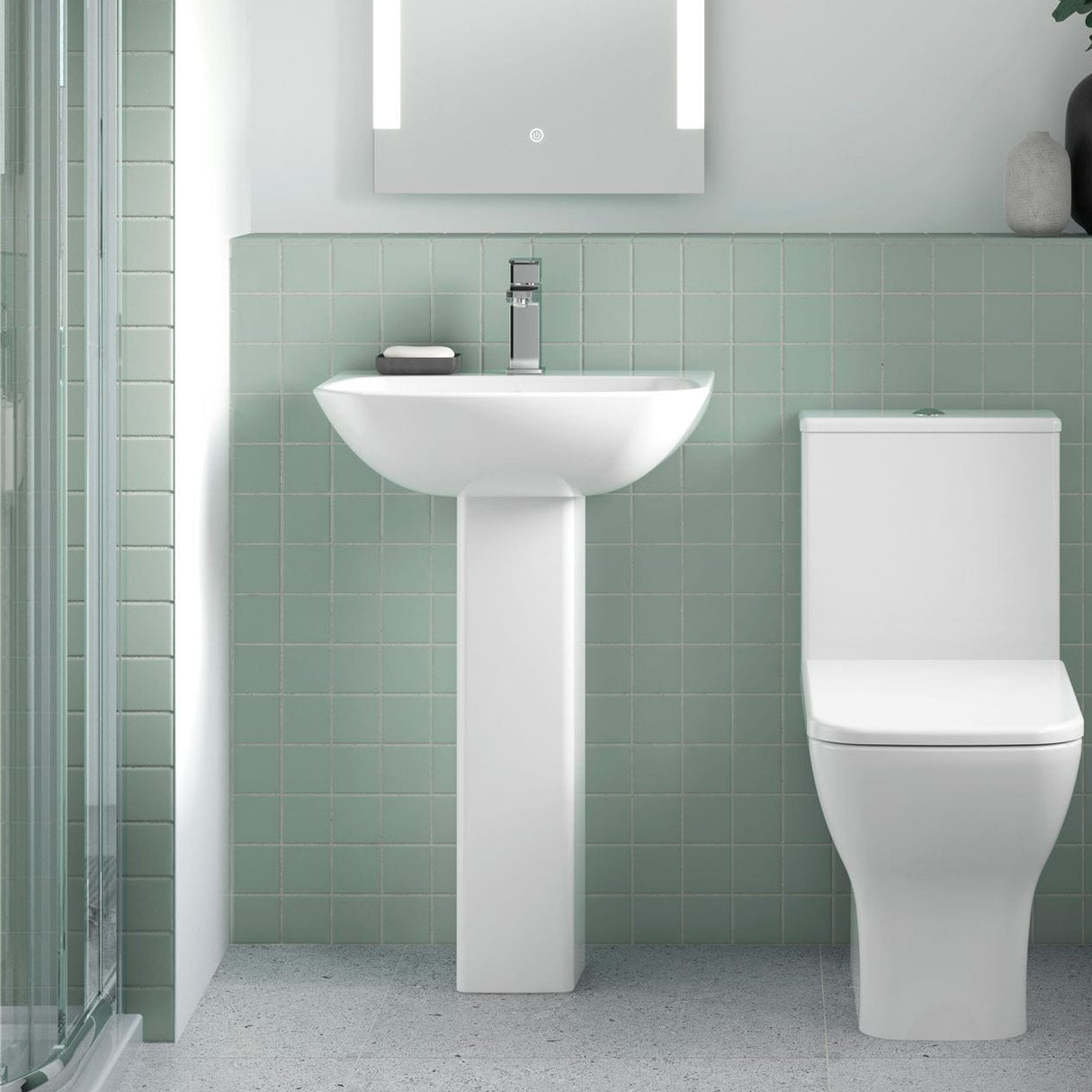 Aquarius Bathrooms Pedestal Basin Aquarius Aspect/Arden 545mm 1 Tap Hole Basin with Full Pedestal