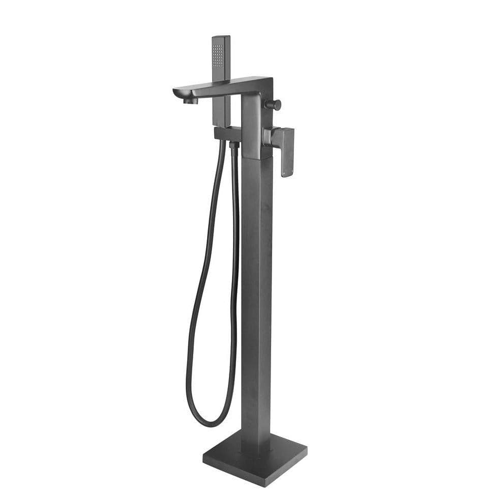 Aquarius Bathrooms Freestanding Bath Filler Gunmetal Grey Aquarius Hydro Floor Standing Bath Shower Mixer Tap with Shower Kit