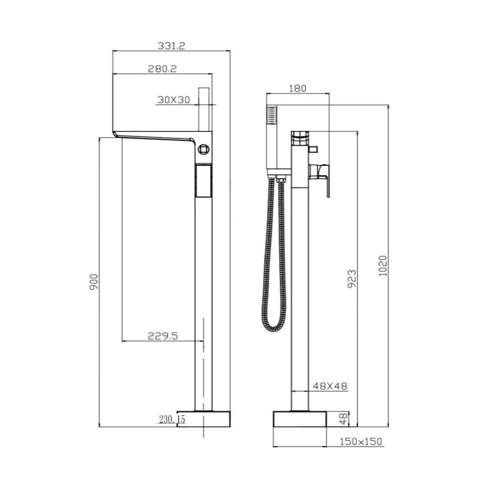 Aquarius Bathrooms Freestanding Bath Filler Aquarius Hydro Floor Standing Bath Shower Mixer Tap with Shower Kit