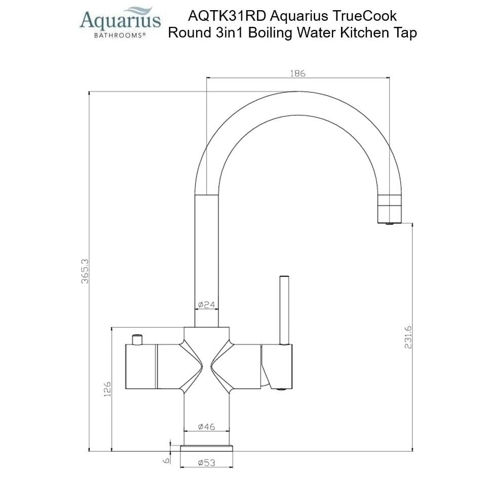 Aquarius Bathrooms Instant Hot Water Tap Aquarius TrueCook 3-in-1 Instant Hot Water Kitchen Tap with Swan Spout