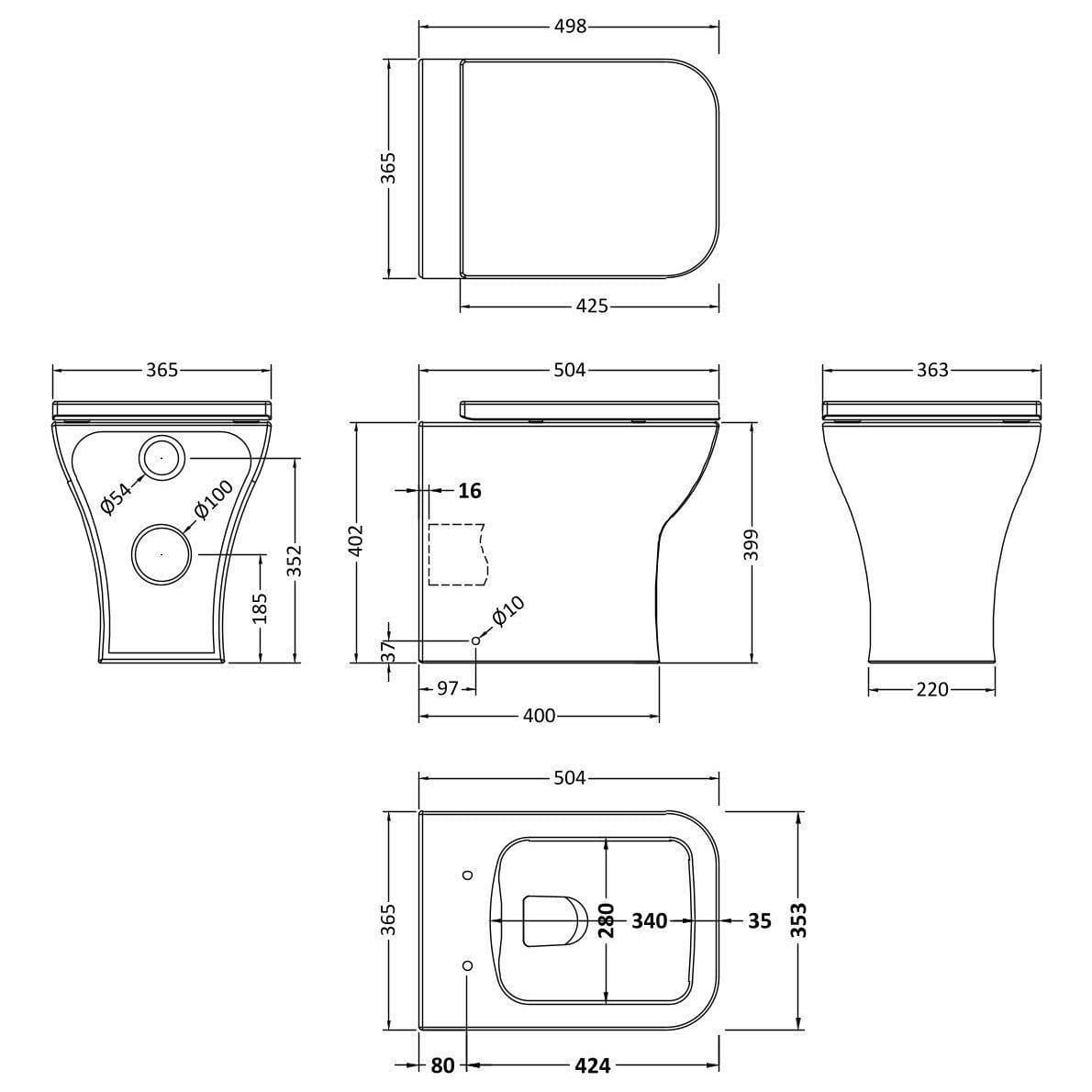 Aquarius Bathrooms Back To Wall Toilet Aquarius Arden Rimless Back to Wall Toilet with Soft Close Seat