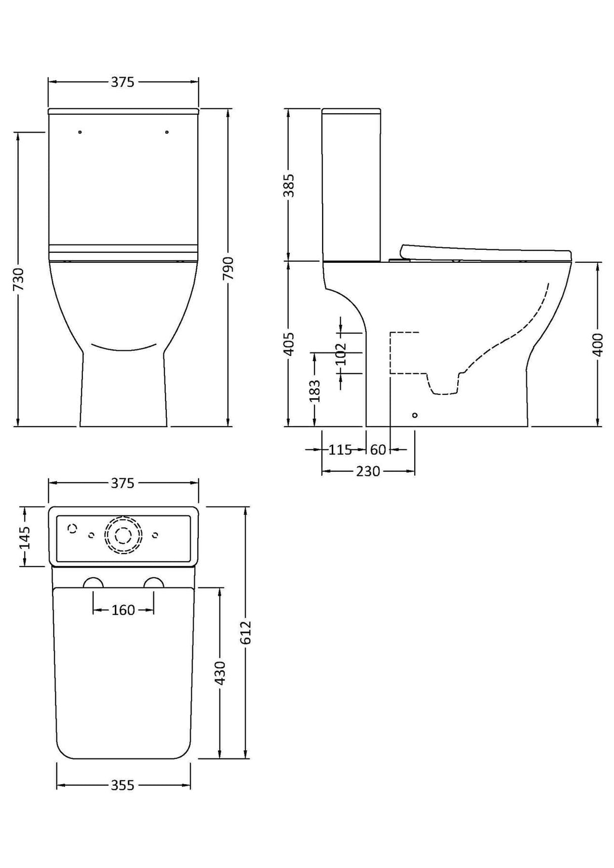 Aquarius Bathrooms Close Coupled Toilet Aquarius Arden Rimless Short Projection Close Coupled Toilet with Soft Close Seat