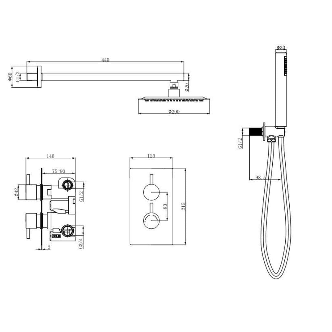 Aquarius Bathrooms Concealed Shower Set Aquarius Modern Round Concealed Shower Valve Set with Shower Head and Handset