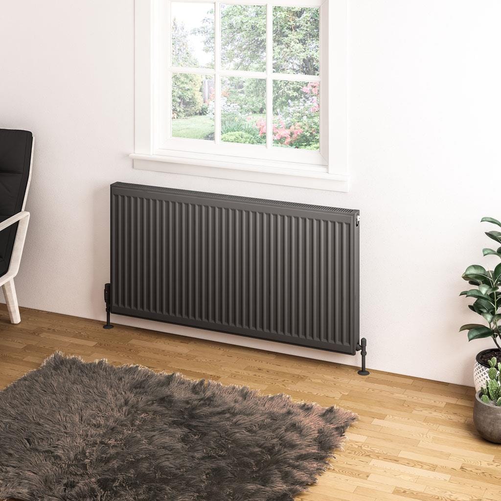 Aquarius Bathrooms Type 11 600 x 1200 Aquarius Type 11 Compact Panel Radiator In Matt Anthracite