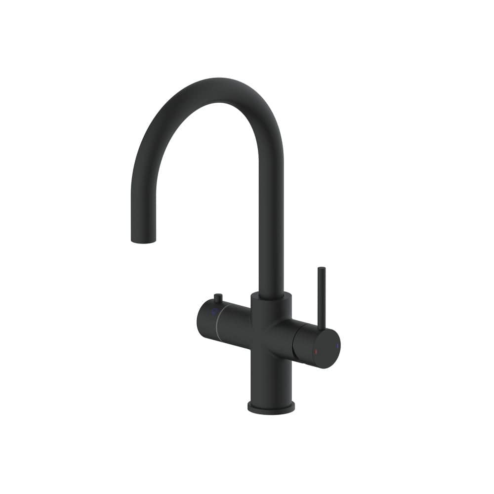 Aquarius Bathrooms Instant Hot Water Tap Matt Black Aquarius TrueCook 4-in-1 Instant Hot Water Kitchen Tap with Swan Spout