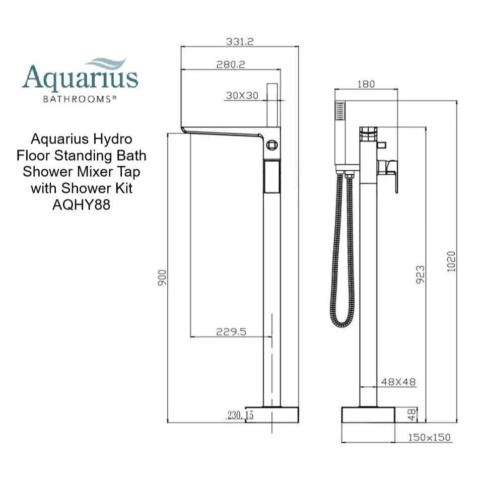 Aquarius Bathrooms Freestanding Bath Filler Aquarius Hydro Floor Standing Bath Shower Mixer Tap with Shower Kit