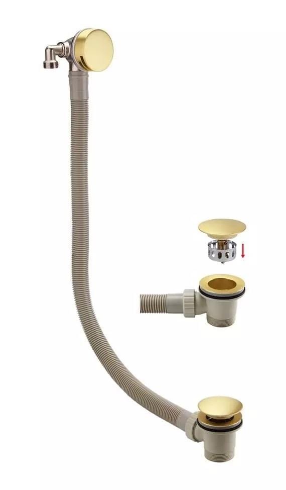 Aquarius Bathrooms Concealed Shower/Overflow Kit Aquarius RainLux Round Brushed Brass 2 Outlet Overflow Filler Shower Bundle AQRLOFKIT03BB