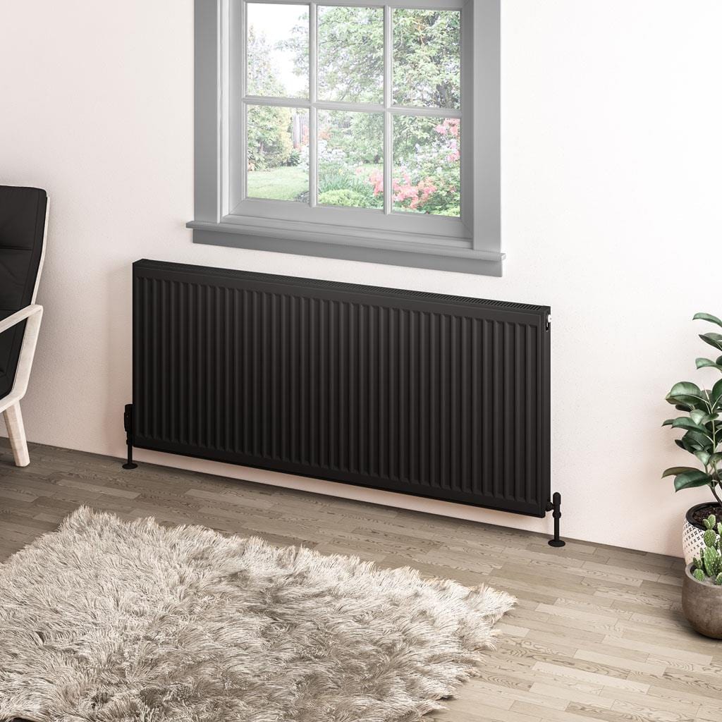 Aquarius Bathrooms Bathroom Heating 600 x 1400 Aquarius Type 11 Compact Panel Radiator In Matt Black