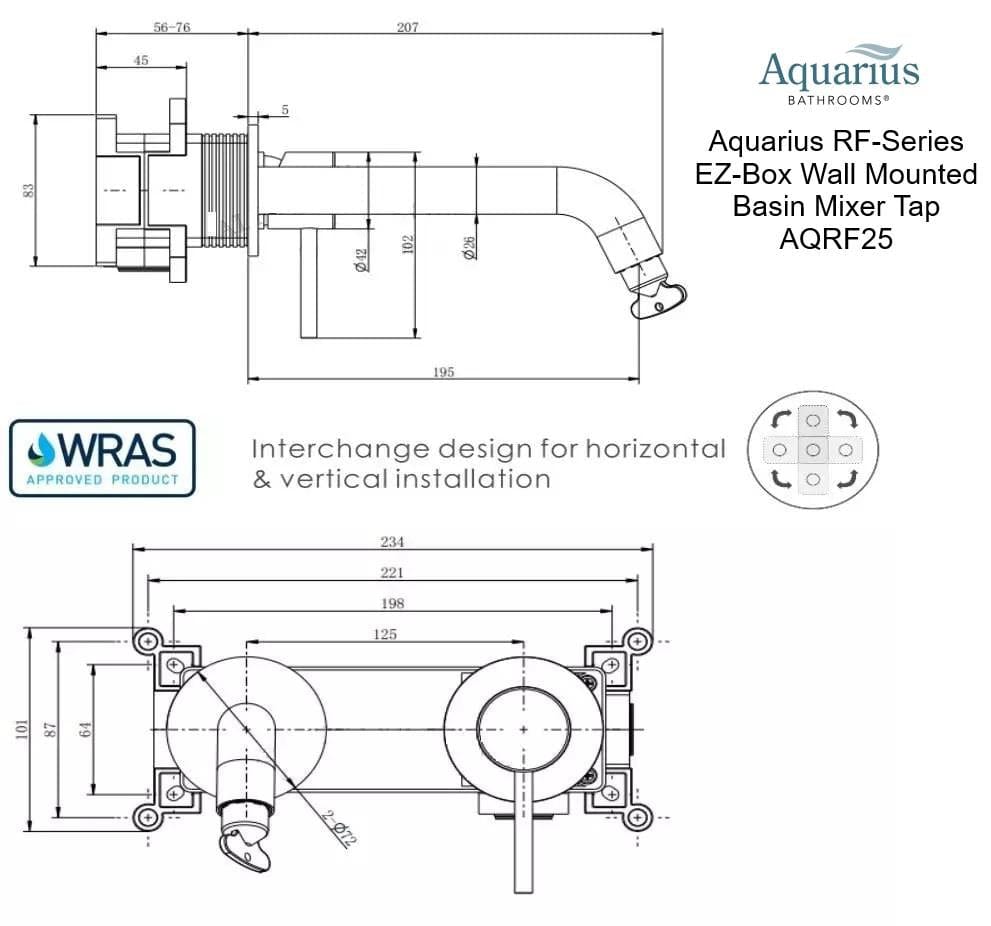 Aquarius Bathrooms Wall Mounted Basin Tap Aquarius RF-Series EZ-BOX Wall Mounted Basin Mixer Tap