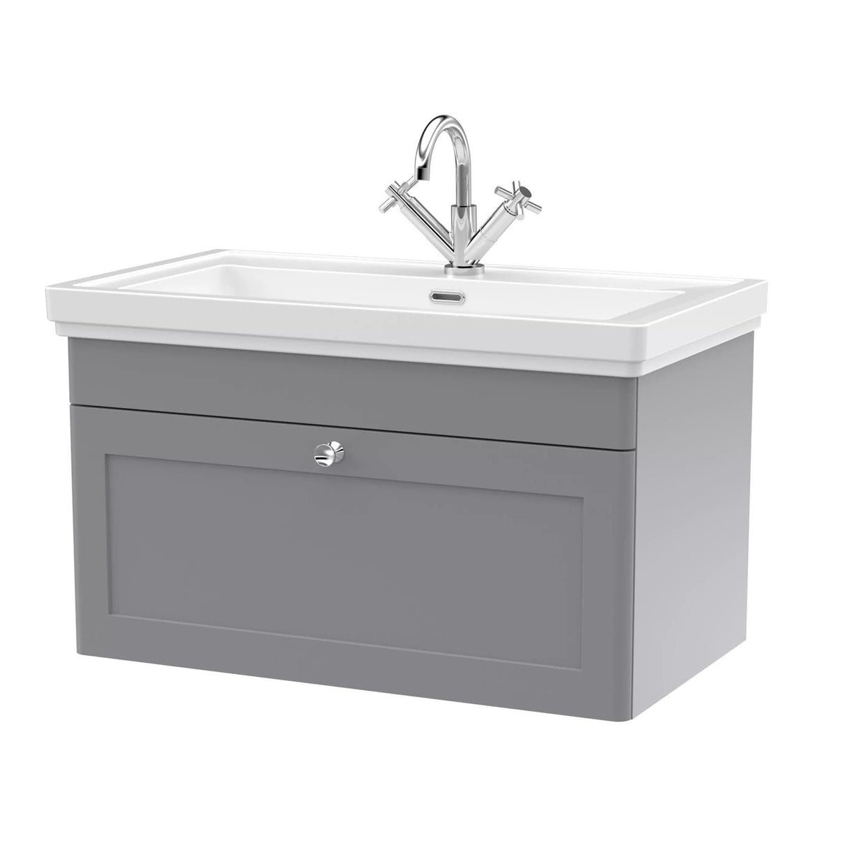 Aquarius Bathrooms Wall Mounted Vanity Unit Aquarius Leighton 800mm Wall Mounted One Drawer Vanity Unit with Basin