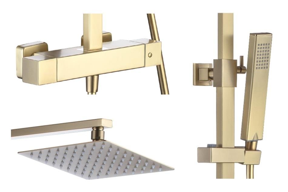 Aquarius Bathrooms Exposed Shower Set Aquarius RainLux Cool Touch Adjustable Square Exposed Shower Valve and Kit