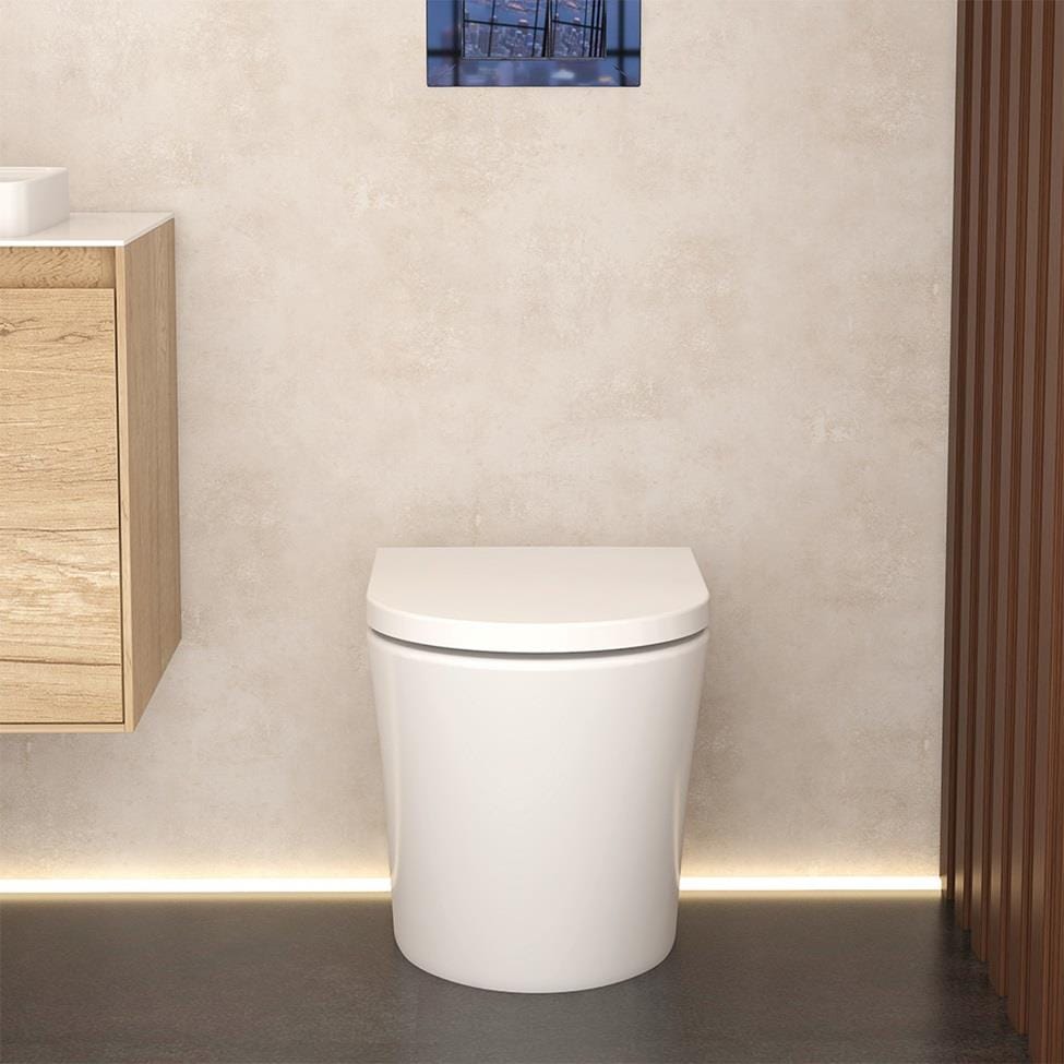 Aquarius Bathrooms Back To Wall Toilet Aquarius KF-Series Rimless Back to Wall Pan and Soft Close Seat