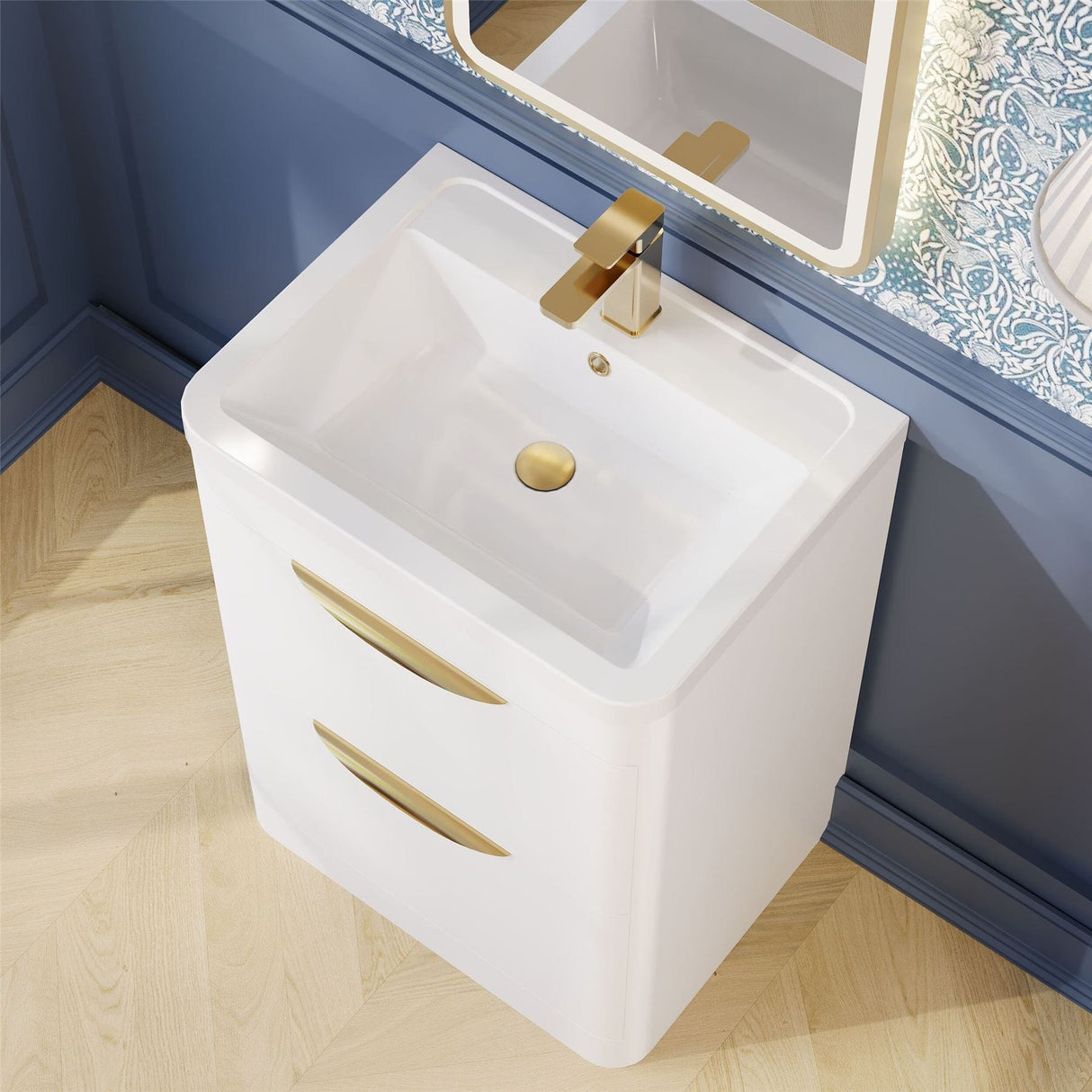 Aquarius Floor Standing Vanity Unit Aquarius Perth 600mm 2 Drawer Floor Standing Vanity Unit with 1 Tap Hole Basin