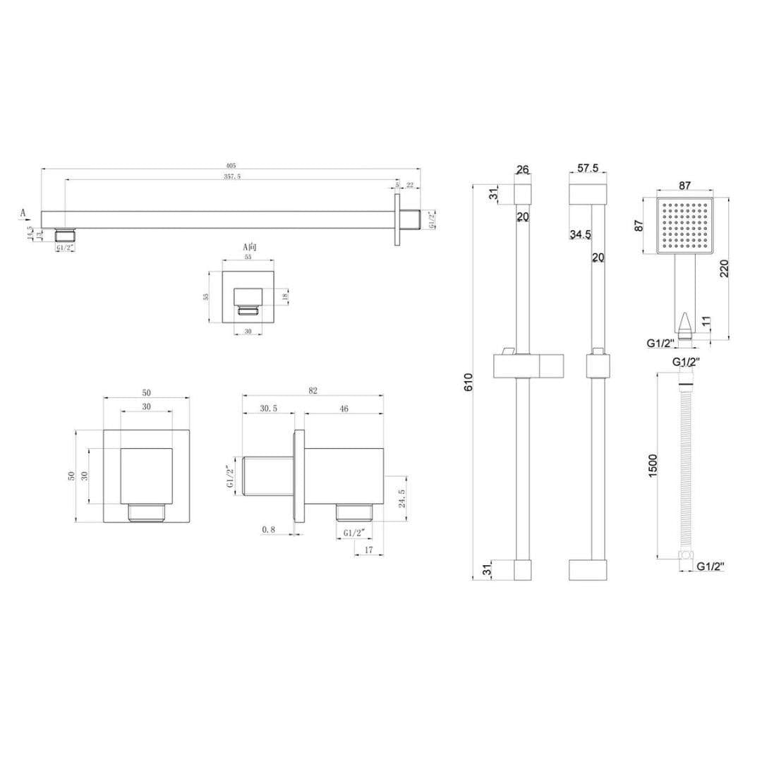 Aquarius Bathrooms Concealed Shower Set Aquarius Modern Square Shower Bundle with Riser