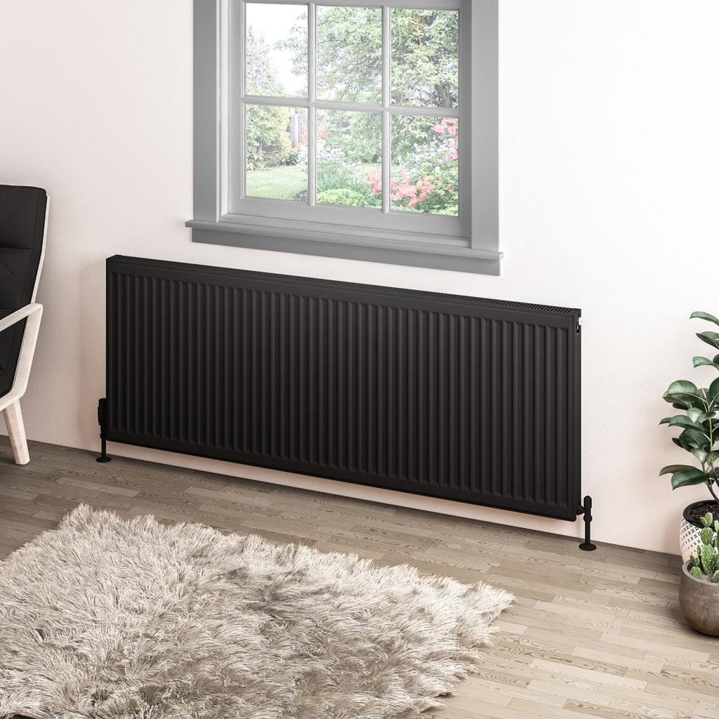 Aquarius Bathrooms Bathroom Heating 600 x 1600 Aquarius Type 11 Compact Panel Radiator In Matt Black