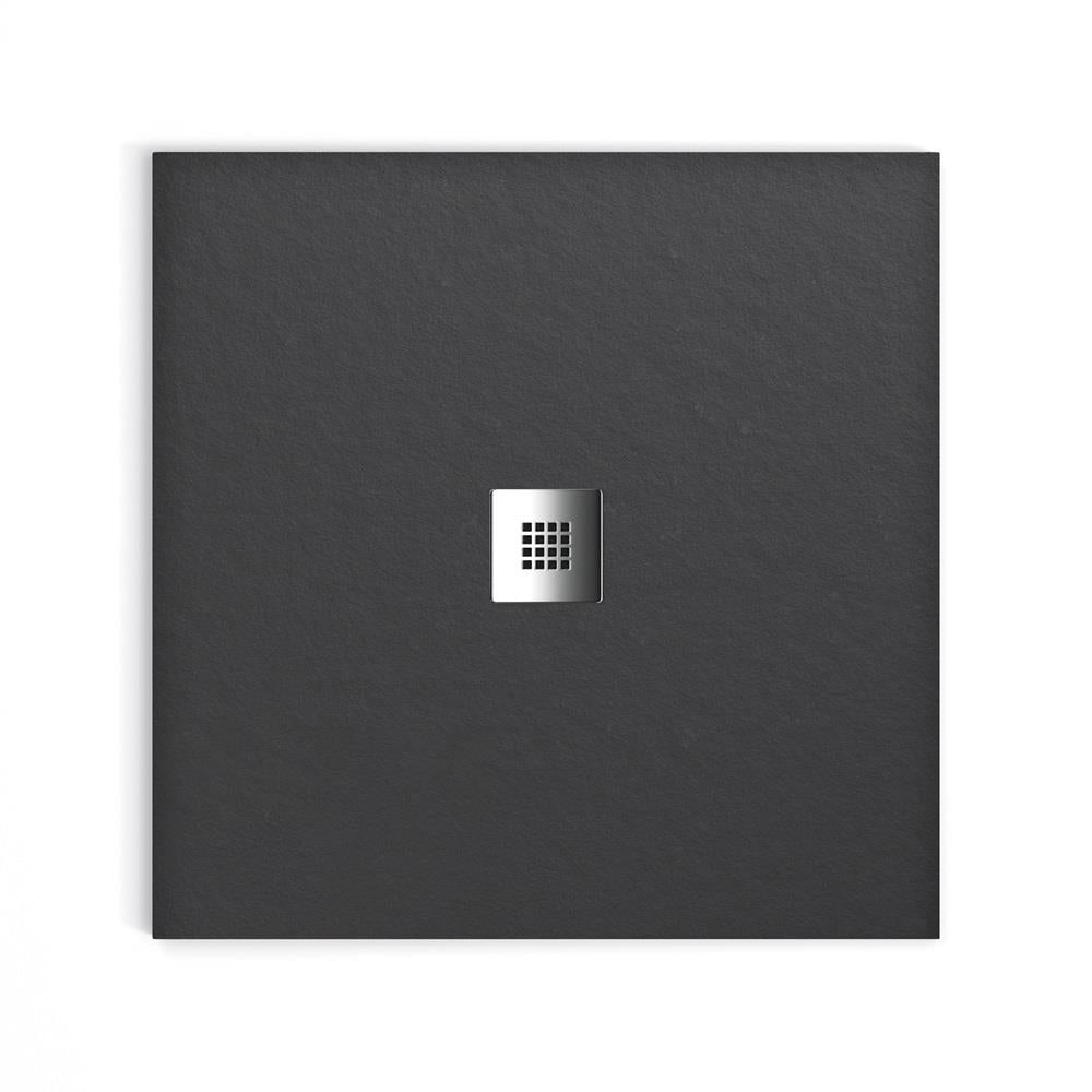 Aquarius Honiston Mineral Composite Slate Effect Shower Tray in Charcoal Grey