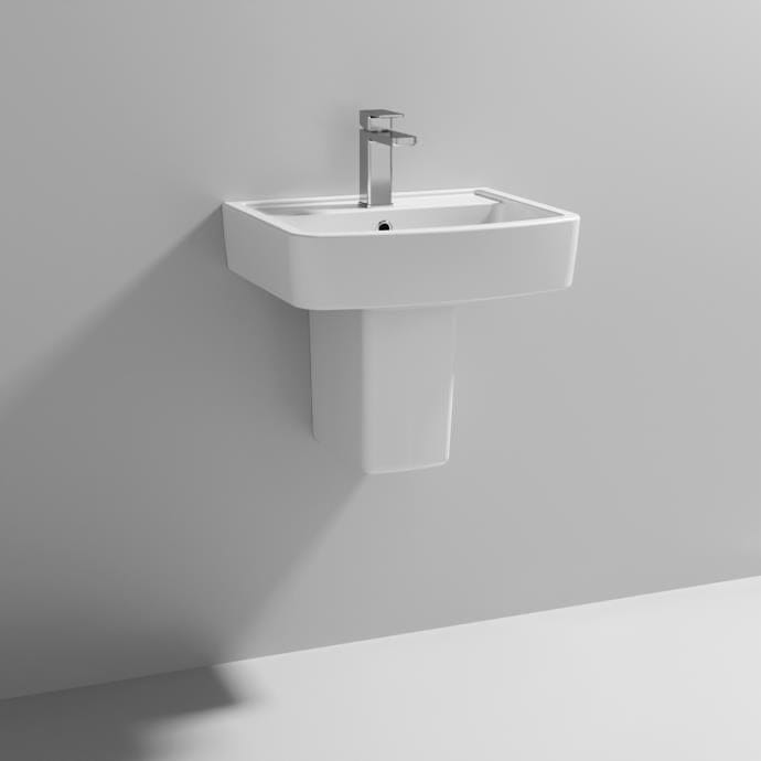Aquarius Bathrooms Pedestal Basin Semi Pedestal Aquarius Squared 520mm One Tap Hole Basin and Pedestal