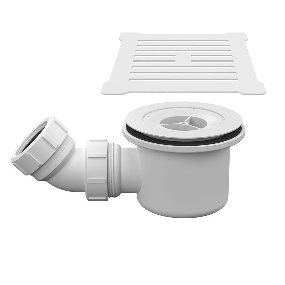 Aquarius Bathrooms Shower Tray Waste White / White Aquarius Urbano 90mm Shower Waste with Square Grill for 32mm Slimline Trays