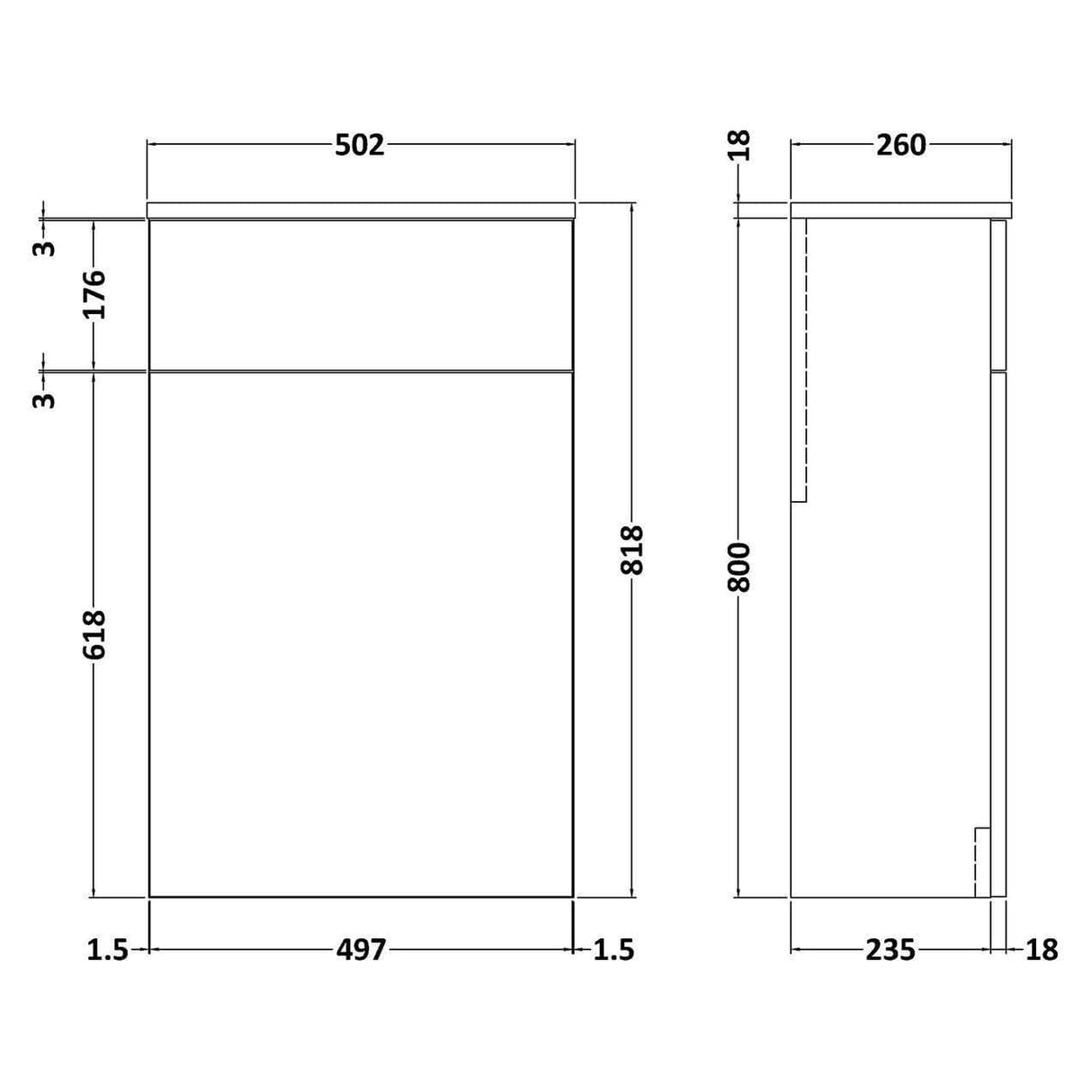 Aquarius WC Back To Wall Unit Aquarius Brisbane 500mm WC Toilet Back to Wall Unit