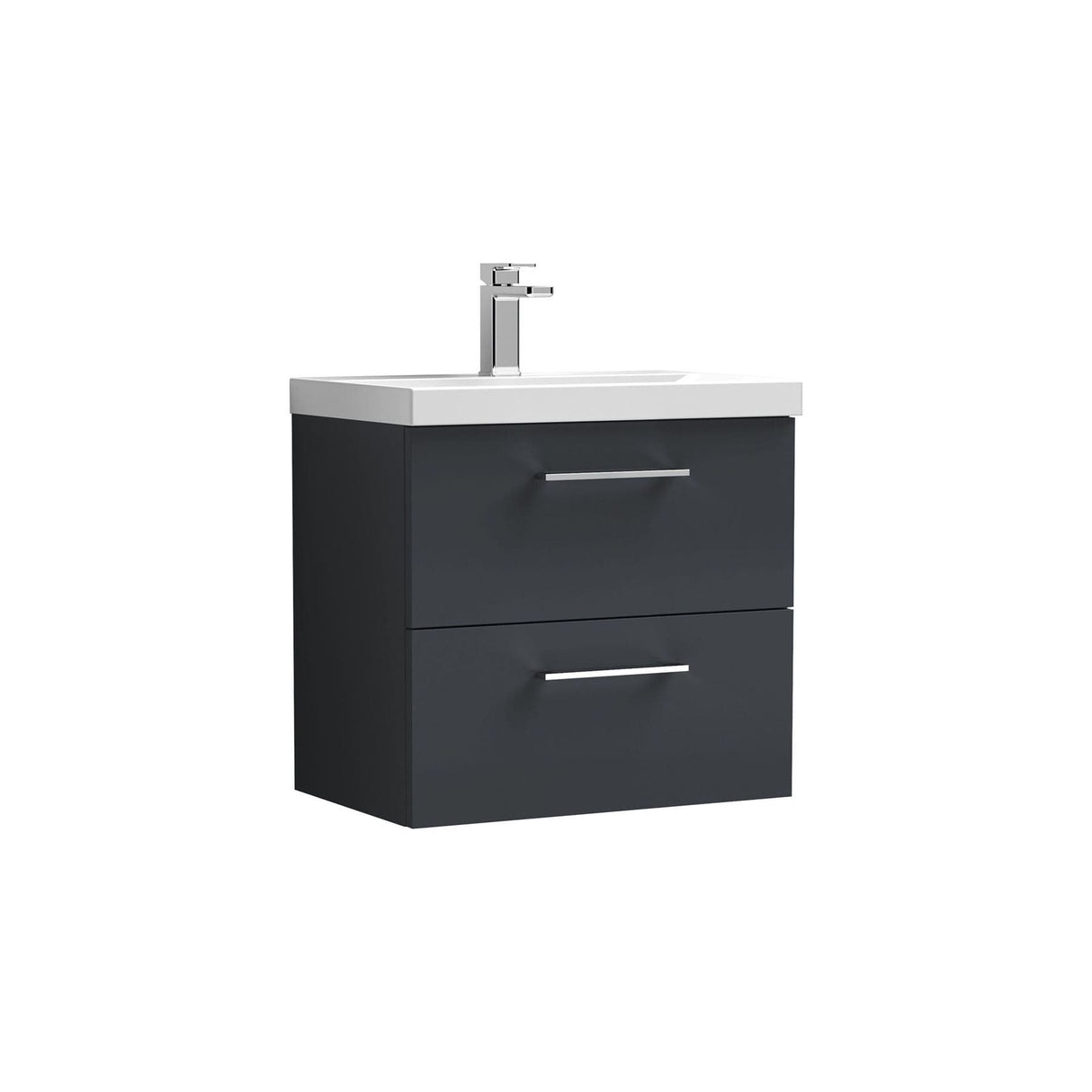 Aquarius Wall Mounted Vanity Unit Aquarius Brisbane 600mm Wall Hung 2 Drawer Vanity Unit with 1 Tap Hole Mid Edge Basin