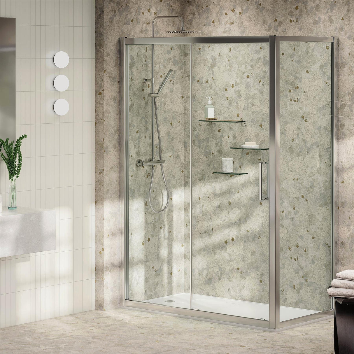 Aquarius Bathrooms Shower Door Silver / 700mm Aquarius Pluvia 6mm Shower Door Side Panel