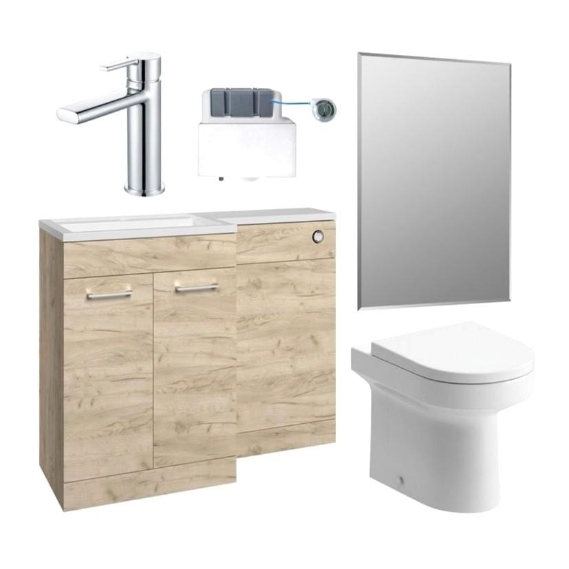 Aquarius Bathrooms Vanity Unit Suite Oak / Right Hand Aquarius Urbano Premium 1000mm Vanity Unit Suite (with Back to Wall Toilet)