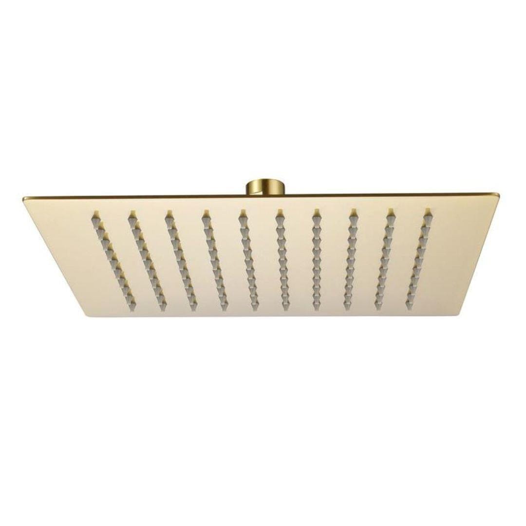 Aquarius Bathrooms Fixed Shower Head Brushed Brass Aquarius RainLux Square Slim Shower Head