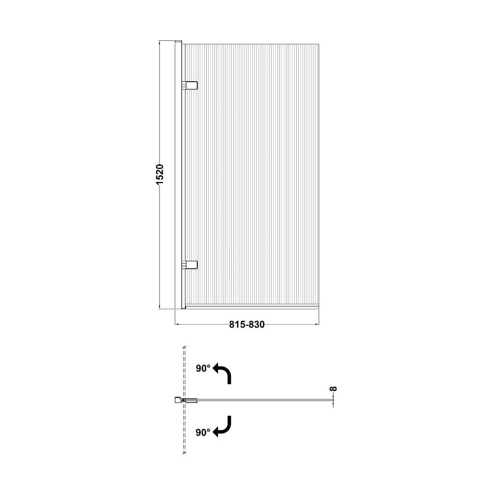 Aquarius Bathrooms Bath Screen Aquarius Urbano Fluted Hinged Bath Screen